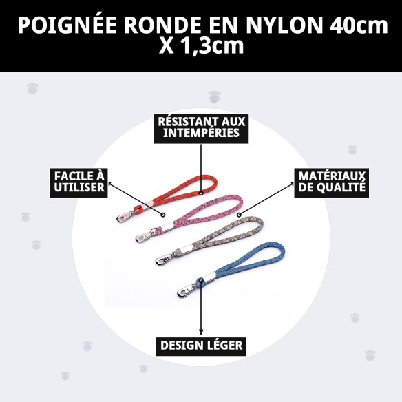 Poignée en nylon ronde 40 cm - Résistante et pratique
