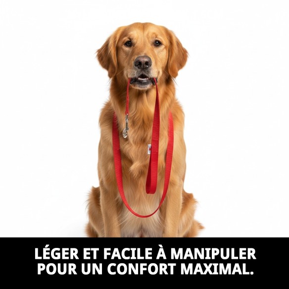 Sangle en nylon lisse 120 cm x 1,5 cm pour animaux de compagnie