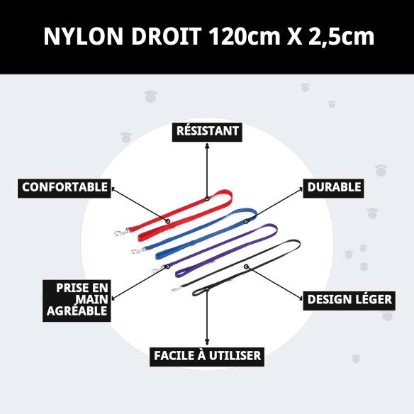 Rameau en nylon lisse 120 cm x 2,5 cm pour animaux de compagnie