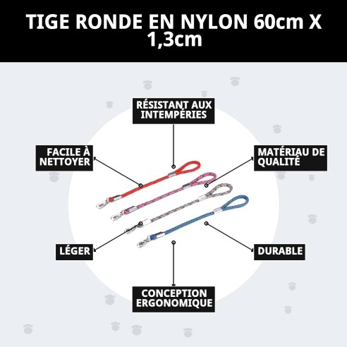 Rameau en nylon rond 60 cm x 1,3 cm pour animaux de compagnie