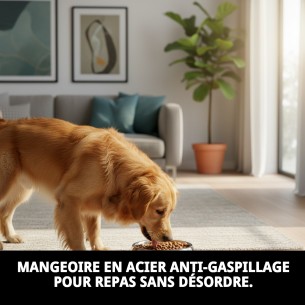 Bol en Acier Antidérapant 18cm - 0,90L pour Animaux de Compagnie 2