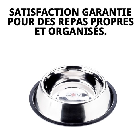Bol en Acier Antidérapant 18cm - 0,90L pour Animaux de Compagnie