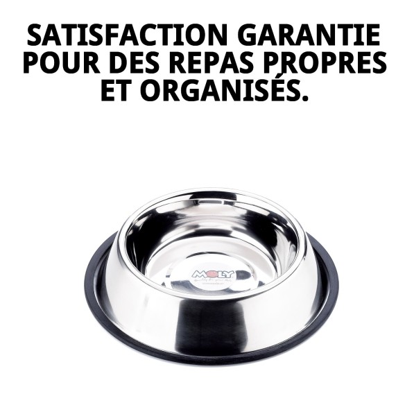 Bol en Acier Antidérapant 18cm - 0,90L pour Animaux de Compagnie