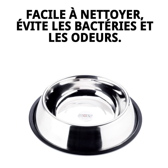 Bol en Acier Antidérapant 25 cm - 2,35 L Idéal pour Animaux de Compagnie