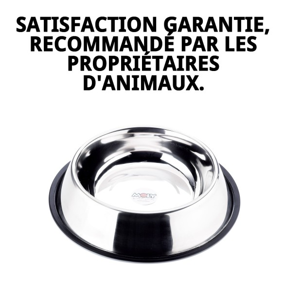 Bol en Acier Antidérapant 25 cm - 2,35 L Idéal pour Animaux de Compagnie