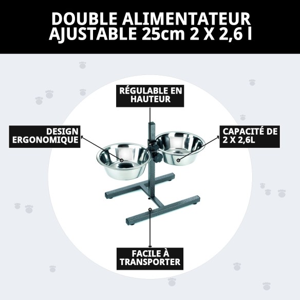 Comportement Double Réglable 25cm - Idéal pour vos Animaux de Compagnie