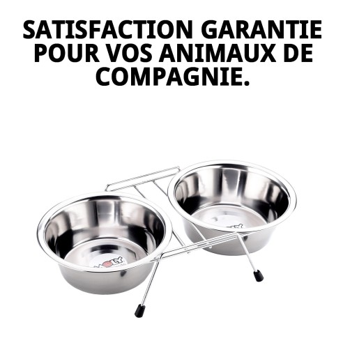 Bols de nourriture double 25 cm avec support - Idéal pour les animaux de compagnie