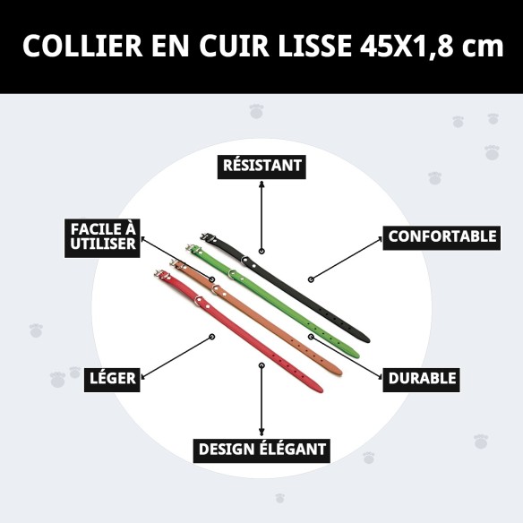 Collier en cuir lisse 45x1,8 cm pour animaux à bon prix.
