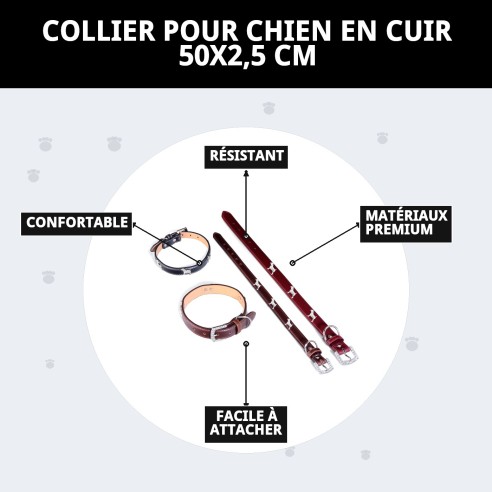 Collier en Cuir pour Chien 50x2,5 cm - Style et Confort