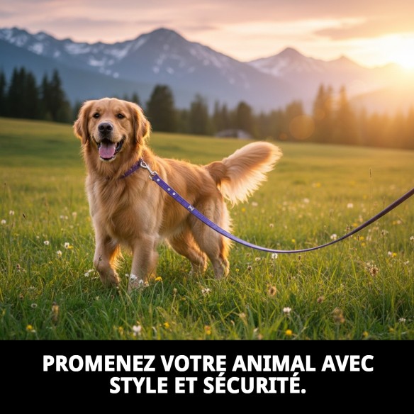 Lanière en cuir avec os 1,6x120 cm pour animaux de compagnie