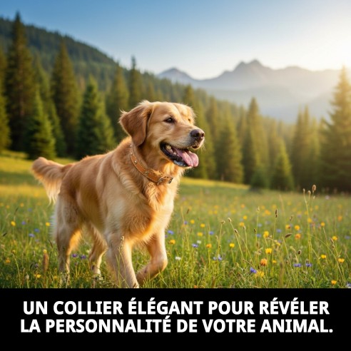 Collier en Cuir Lisse avec Fourniture - 35 cm pour Animaux de Compagnie