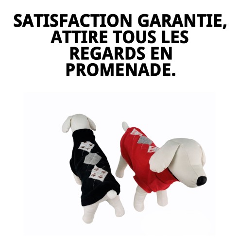 Jersey à Motif Losanges pour Animaux - 35 cm de Style Unique