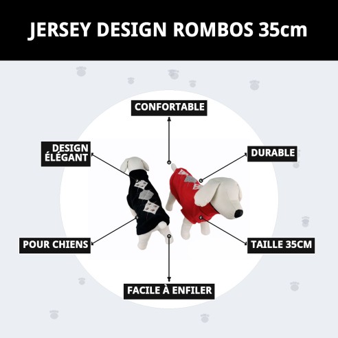 Jersey à Motif Losanges pour Animaux - 35 cm de Style Unique