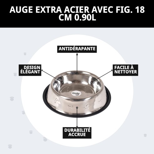 Bol en Acier Inoxydable Antidérapant 18 cm 0,90L