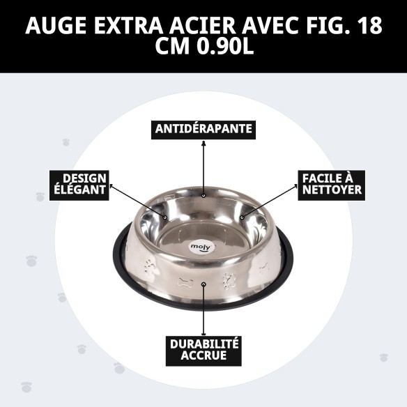 Bol en Acier Inoxydable Antidérapant 18 cm 0,90L