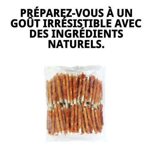 Peau de Vache en Gros avec Filet de Poulet de Ferme 1kg pour Animaux de Compagnie