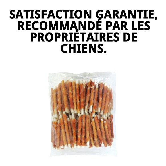 Peau de Vache en Gros avec Filet de Poulet de Ferme 1kg pour Animaux de Compagnie