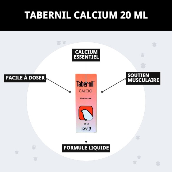 Tabernil Calcio 20 ml : Supplément Essentiel pour Animaux de Compagnie