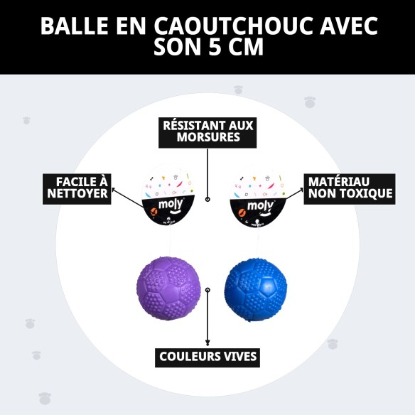 Balle en Caoutchouc avec Son pour Chiens - 5 cm de Plaisir