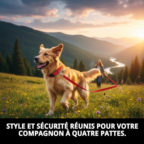 Collier et Laisse Lisse avec Cloche pour votre Animal de Compagnie