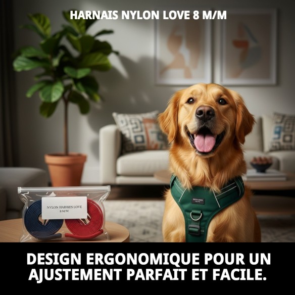 Harnais en nylon Love 8 M/M : Confort et style pour votre animal de compagnie.