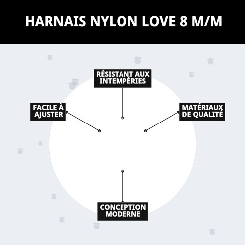 Harnais en nylon Love 8 M/M : Confort et style pour votre animal de compagnie.