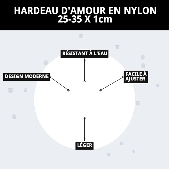 Harnais en nylon Love 25-35 cm pour votre animal de compagnie avec style.