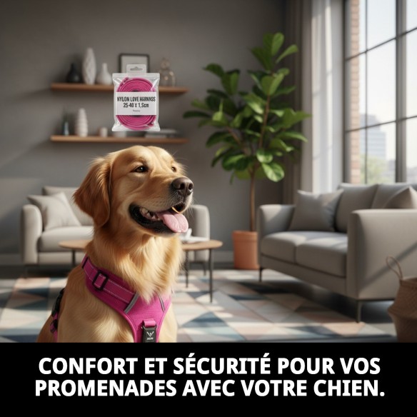 Harnais en Nylon Love 25-40 cm : Confort et Style pour votre Animal de Compagnie