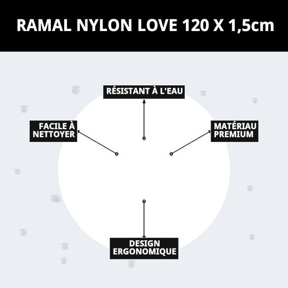 Ramal en Nylon Love 120x1,5cm : Confort et Style pour votre Animal de Compagnie