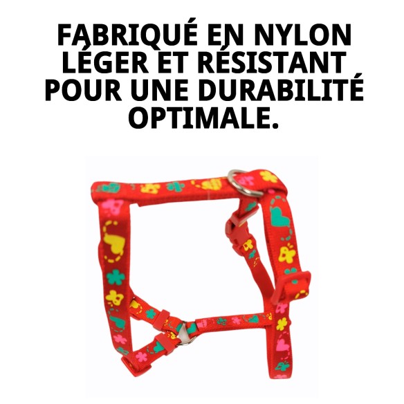 Harnais en Nylon Flower 25-35 cm : Style et Confort pour votre Animal de Compagnie