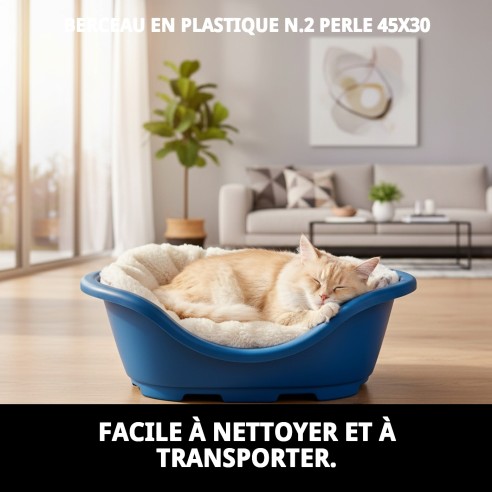 Cuna en plastique N.2 Perla 45x30 pour animaux de compagnie confortables.