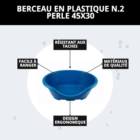 Cuna en plastique N.2 Perla 45x30 pour animaux de compagnie confortables.