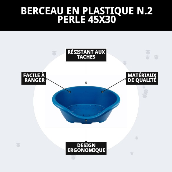 Cuna en plastique N.2 Perla 45x30 pour animaux de compagnie confortables.