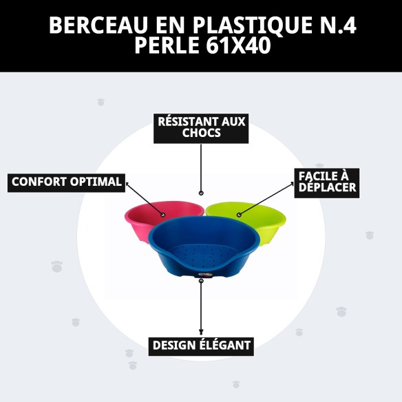 Coussin en plastique N.4 Perla 61x40 : Confort pour votre animal de compagnie.