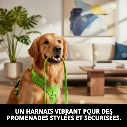 Harnais avec Laisse Fluorescente 1,3 Couleurs pour Votre Animal de Compagnie