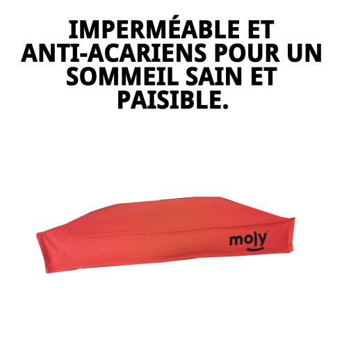 Matelas imperméable rouge T-3 105x95x10 pour animaux de compagnie faciles.