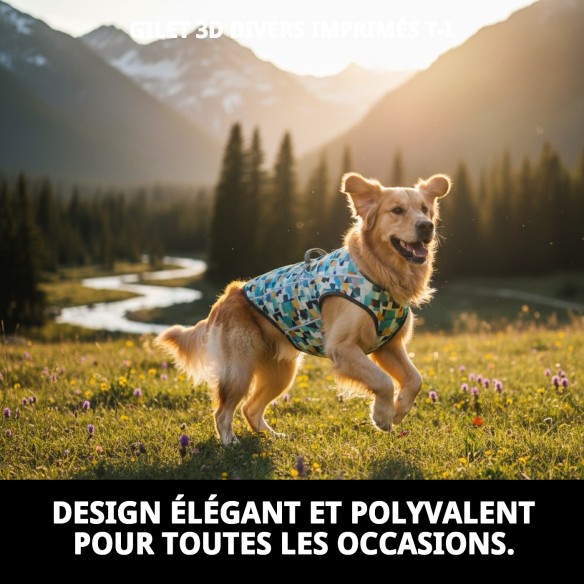 Gilet 3D Plusieurs Imprimés T-L pour Animaux Élégants