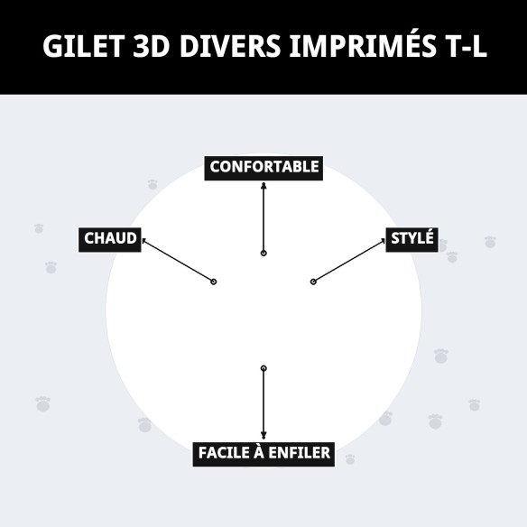 Gilet 3D Plusieurs Imprimés T-L pour Animaux Élégants