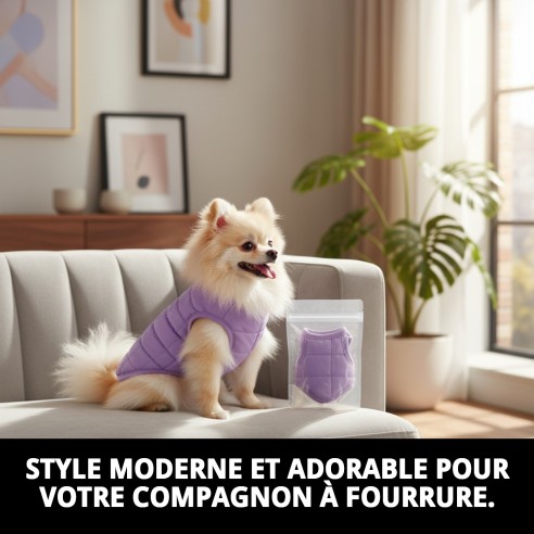 Gilet 3D Moly Lilas T-XXS : Style et Confort pour votre Animal de Compagnie