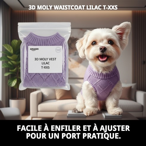 Gilet 3D Moly Lilas T-XXS : Style et Confort pour votre Animal de Compagnie