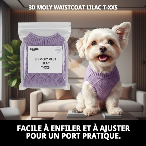 Gilet 3D Moly Lilas T-XXS : Style et Confort pour votre Animal de Compagnie
