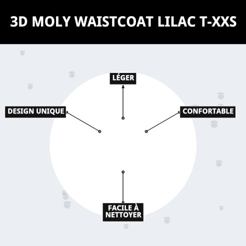 Gilet 3D Moly Lilas T-XXS : Style et Confort pour votre Animal de Compagnie