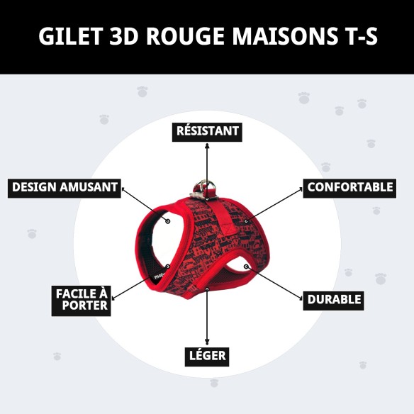 Gilet 3D Casitas Rojas T-S pour Animaux avec Style