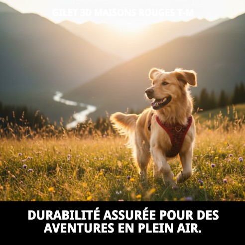 Gilet 3D Casitas Rojas T-M pour votre animal de compagnie ! Style unique !