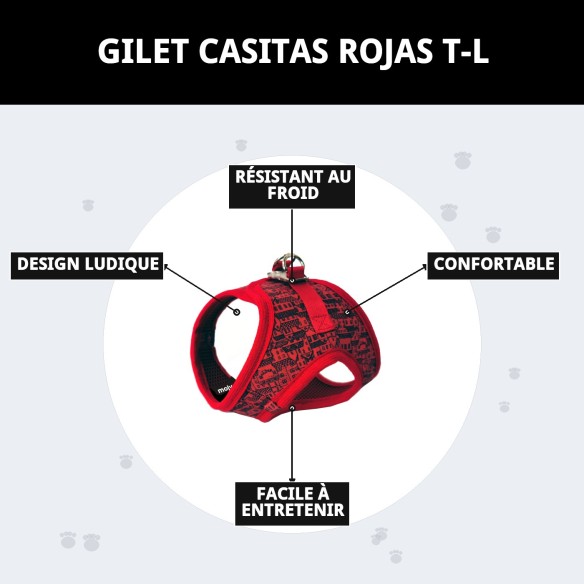 Gilet Casitas Rojas T-L : Style et Confort pour votre Animal de Compagnie
