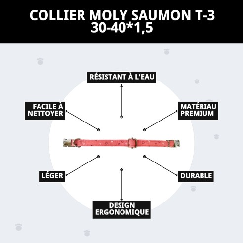 Collier Moly Salmon T-3 : Style et Confort pour votre Animal de Compagnie