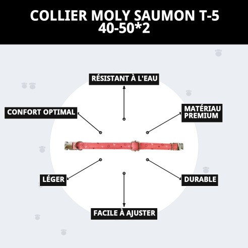 Collier Moly Salmon T-5 40-50 cm pour votre animal heureux.