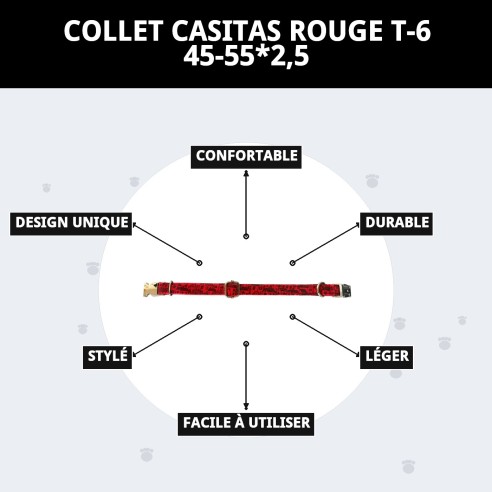 Collier Casitas Rouges T-6 pour votre animal de compagnie - Confort et Style