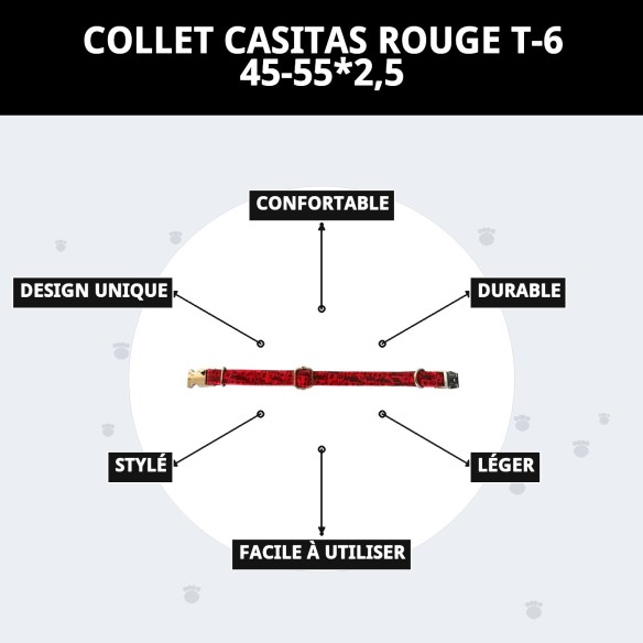 Collier Casitas Rouges T-6 pour votre animal de compagnie - Confort et Style