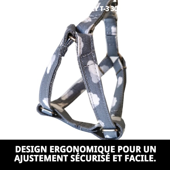 Petral Nubes Gris T-3 pour Chiens 30-40 cm - Confort et Style